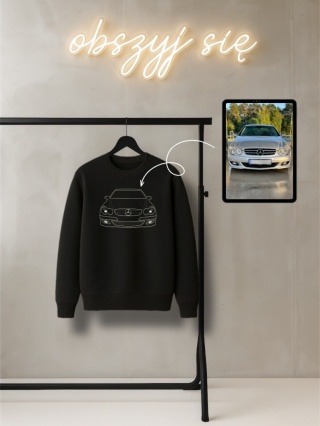 Crewneck z haftem pojazdu