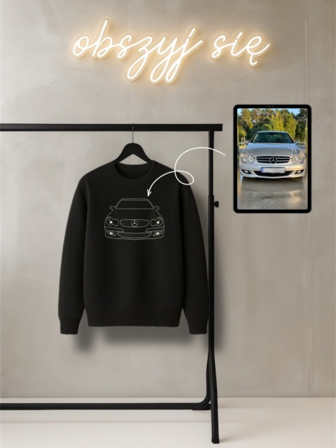 Crewneck z haftem pojazdu